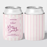 Personalised hens party stubby holder, Classic Stripe design, custom can cooler, The Cheers Co Australia, bachelorette