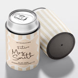 Personalised hens party stubby holder, Classic Stripe design, custom can cooler, The Cheers Co Australia, bachelorette