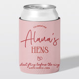 Personalised hens party stubby holder, Last Fling design, custom can cooler, The Cheers Co Australia, bachelorette
