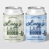 Personalised hens party stubby holder, Last Rodeo design, custom can cooler, The Cheers Co Australia, bachelorette