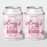 Personalised hens party stubby holder, Last Rodeo design, custom can cooler, The Cheers Co Australia, bachelorette