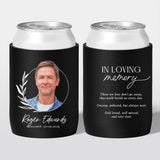 Personalised funeral stubby holder, Laurel Frame design, memorial can cooler, The Cheers Co Australia