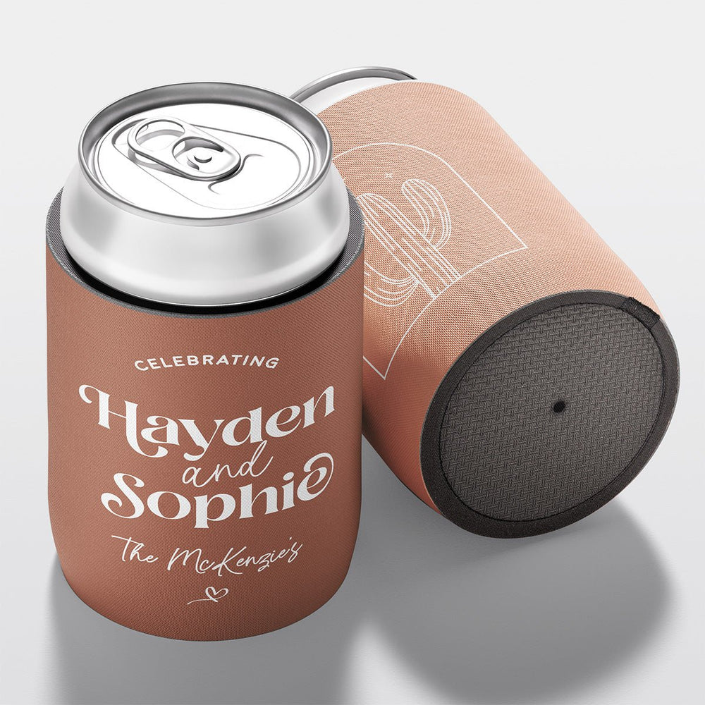 Personalised wedding stubby holder, The Celebration design, multiple colours, The Cheers Co Australia, Garden & Floral