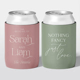 Personalised wedding stubby holder, The Classic design, multiple colours, The Cheers Co Australia