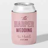 Personalised wedding stubby holder, The Editorial design, The Cheers Co Australia, blush pink, Modern & Minimal, Bold