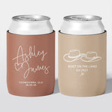 Personalised wedding stubby holder, The Sweetheart design, multiple colours, The Cheers Co Australia, Rustic & Boho,