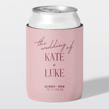 Custom wedding stubby holder, The Wedding design, blush pink, garden & floral, The Cheers Co Australia