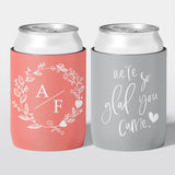 Personalised wedding stubby holder, The Wreath design, multiple colours, The Cheers Co Australia, Garden, Floral, Romance