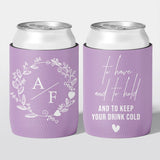 Personalised wedding stubby holder, The Wreath design, multiple colours, The Cheers Co Australia, Garden, Floral, Romance