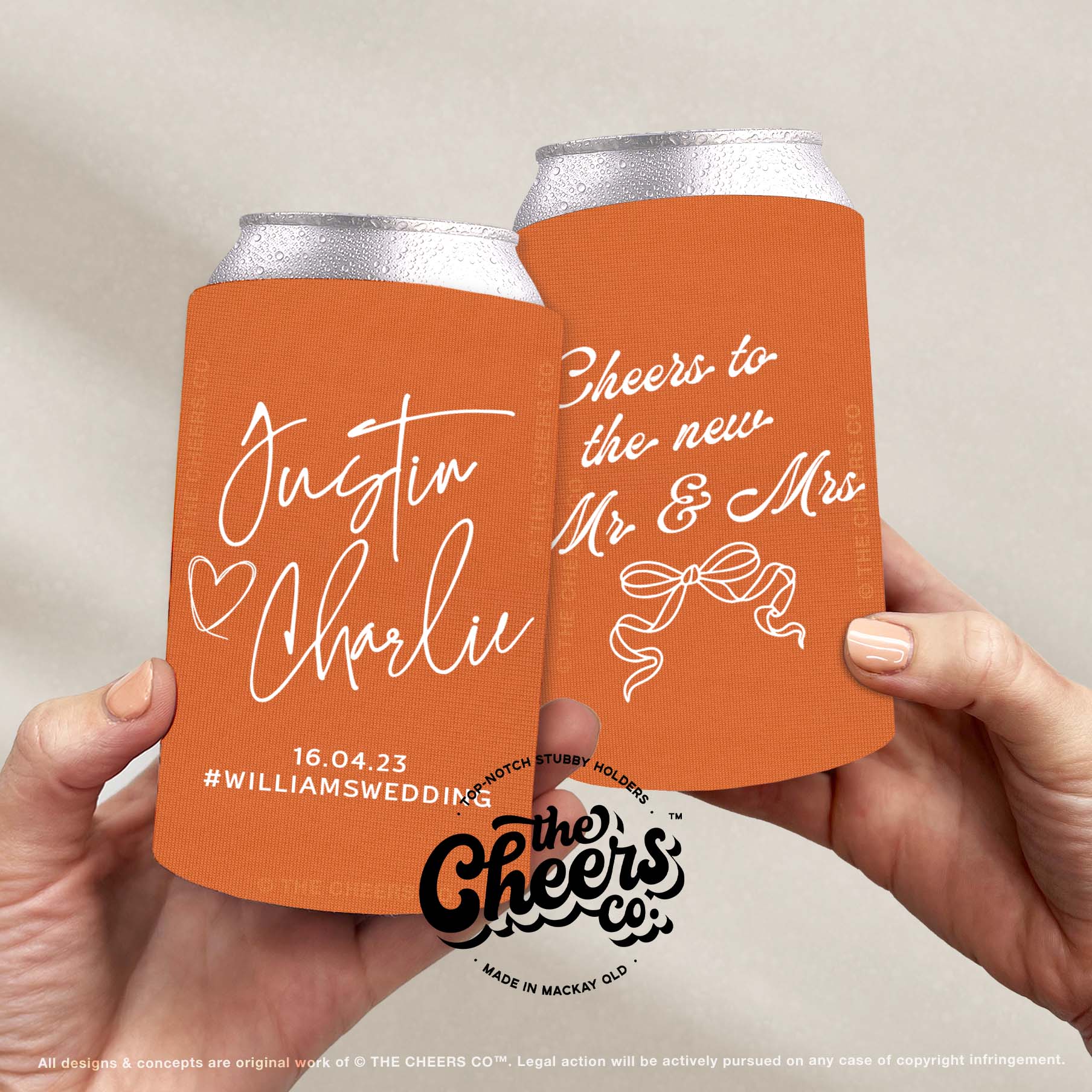 Cheers to the New Mr. & Mrs. Wedding Can Cooler Wedding Favor, Thick Bold Font, Last Name, Personalized Custom Can Coosy, Can Coosies - outlets #T2