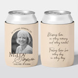 Personalised funeral stubby holder, Arch Frame design, memorial can cooler, The Cheers Co Australia