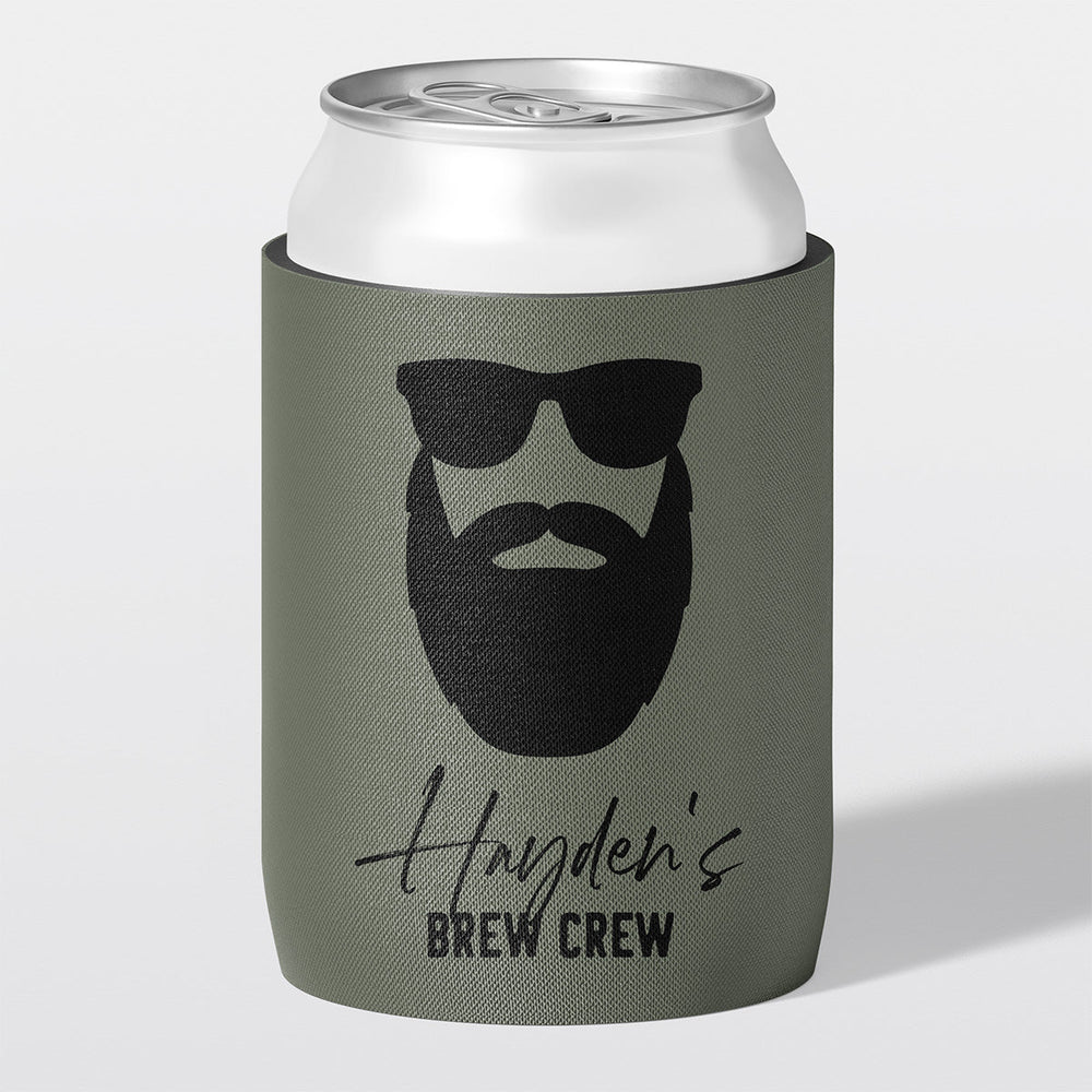 Personalised bucks party and bachelor party stubby holder, Brew Crew design, The Cheers Co Australia
