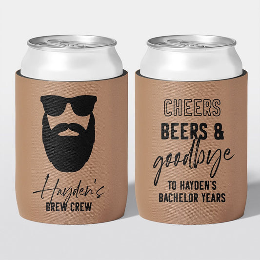 Personalised bucks party and bachelor party stubby holder, Brew Crew design, The Cheers Co Australia