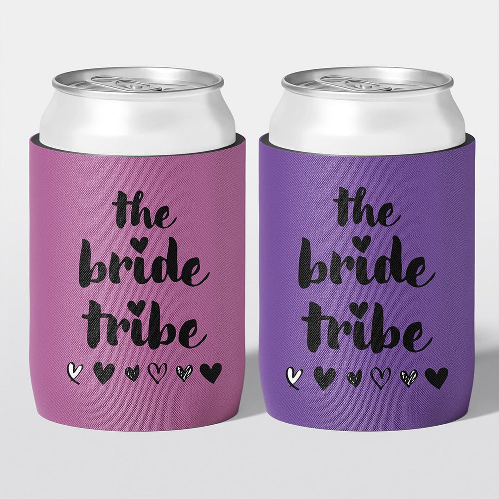 Personalised hens party stubby holder, Bride Tribe design, custom can cooler, The Cheers Co Australia, bachelorette