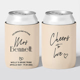 Personalised hens party stubby holder, Champagne Club design, custom can cooler, The Cheers Co Australia, champagne