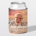 Personalised funeral stubby holder, Clear Frame design, memorial can cooler, The Cheers Co Australia