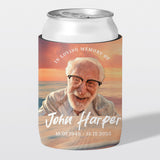 Personalised funeral stubby holder, Clear Frame design, memorial can cooler, The Cheers Co Australia