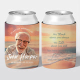 Personalised funeral stubby holder, Clear Frame design, memorial can cooler, The Cheers Co Australia