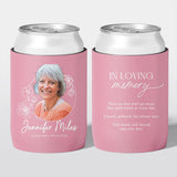 Personalised funeral stubby holder, Floral Frame design, memorial can cooler, The Cheers Co Australia