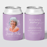 Personalised funeral stubby holder, Floral Frame design, memorial can cooler, The Cheers Co Australia