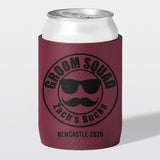 Personalised bucks party and bachelor party stubby holder, Groom Squad design, The Cheers Co Australia