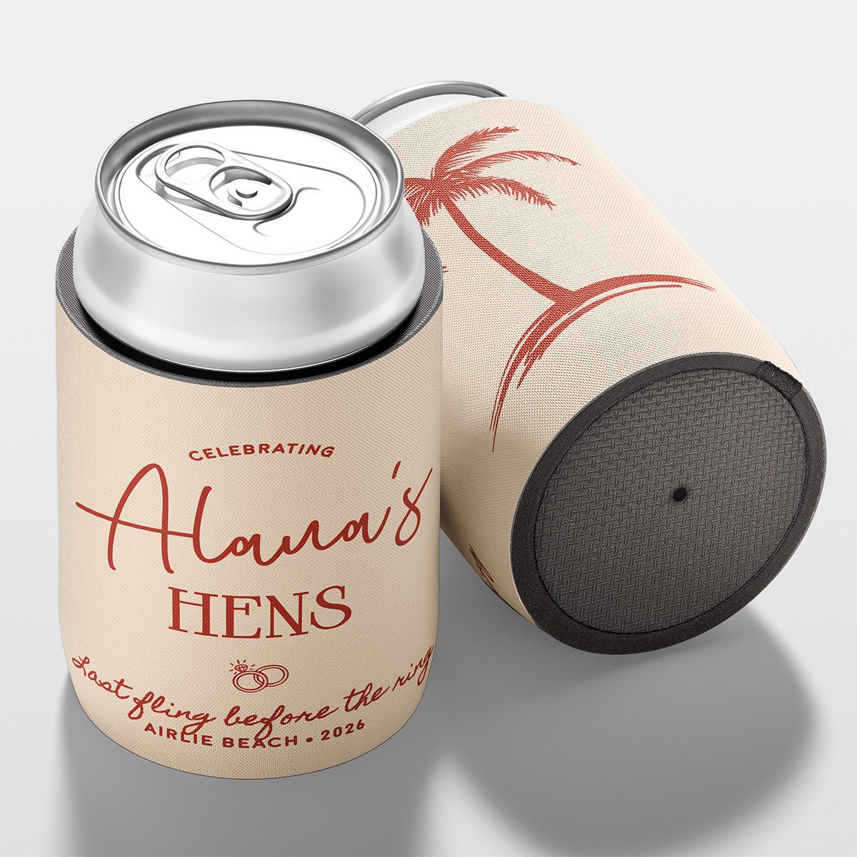 Personalised hens party stubby holder, Last Fling design, custom can cooler, The Cheers Co Australia, bachelorette