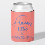 Personalised hens party stubby holder, Last Fling design, custom can cooler, The Cheers Co Australia, bachelorette