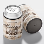 Personalised hens party stubby holder, Last Rodeo design, custom can cooler, The Cheers Co Australia, bachelorette