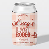 Personalised hens party stubby holder, Last Rodeo design, custom can cooler, The Cheers Co Australia, bachelorette