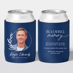 Personalised funeral stubby holder, Laurel Frame design, memorial can cooler, The Cheers Co Australia