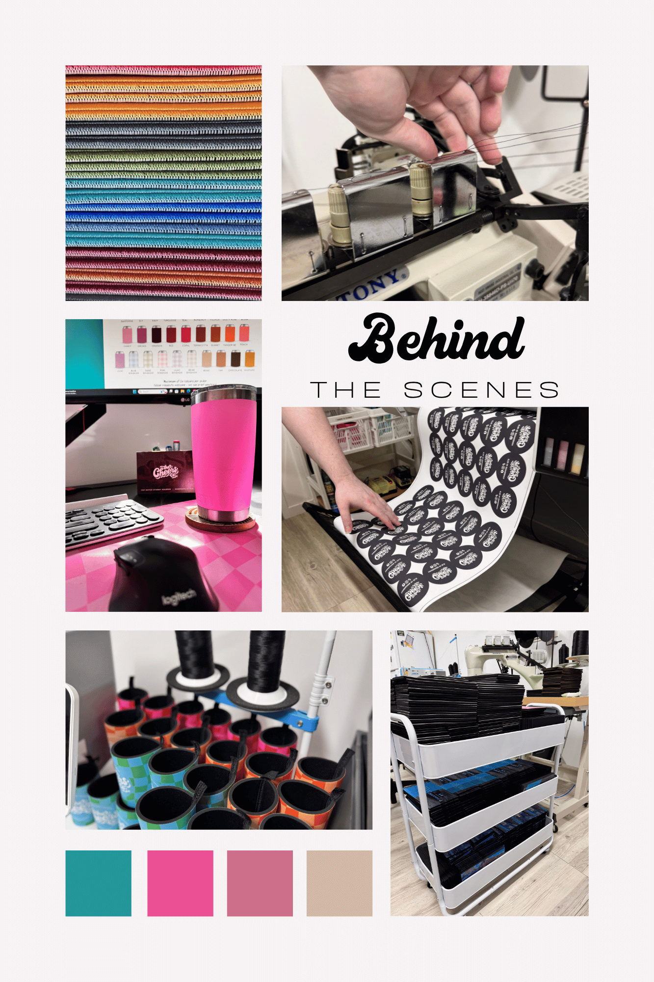 Collage of 'Behind the Scenes' Cheers Co Studio