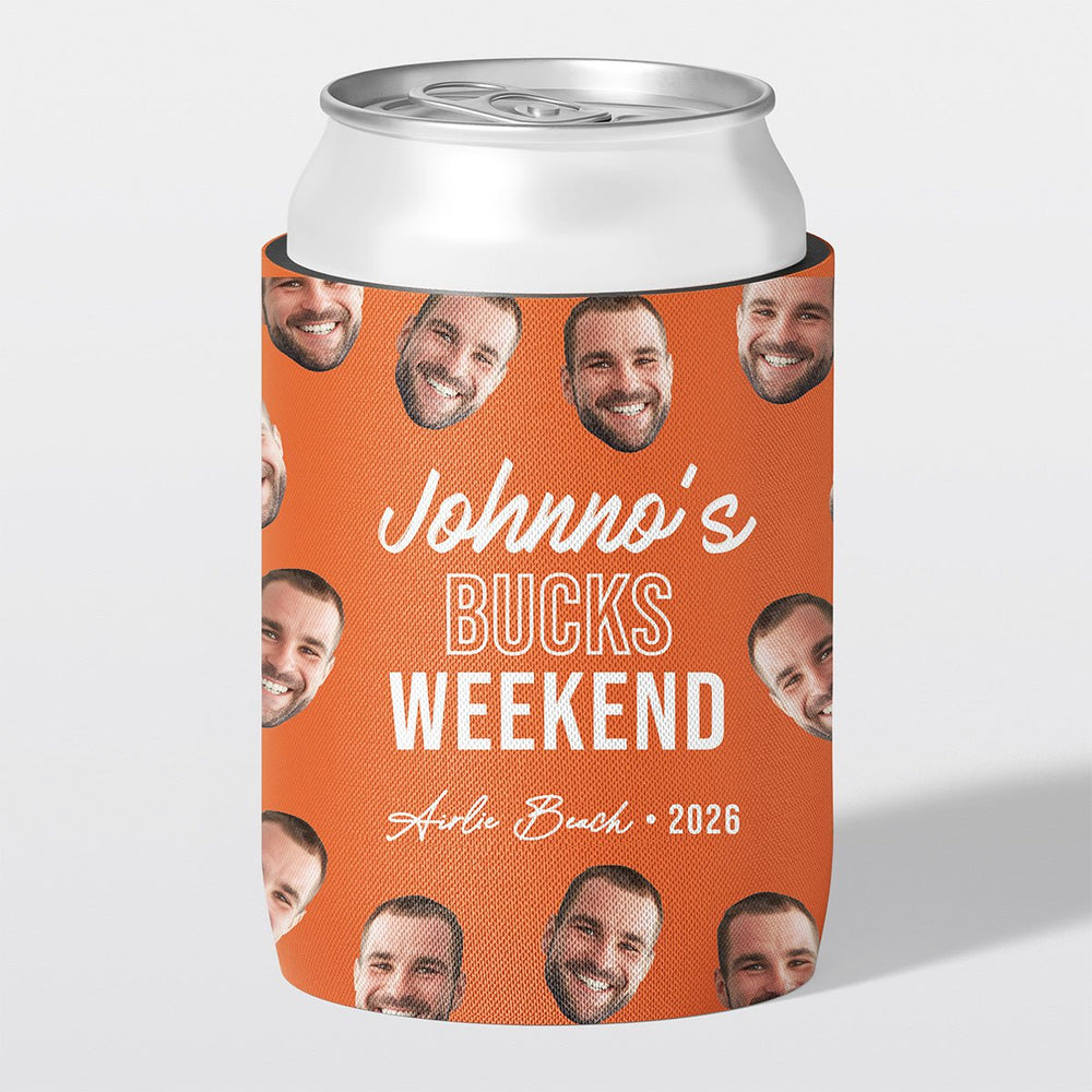 Personalised bucks party and bachelor party stubby holder, Mugshot design, The Cheers Co Australia