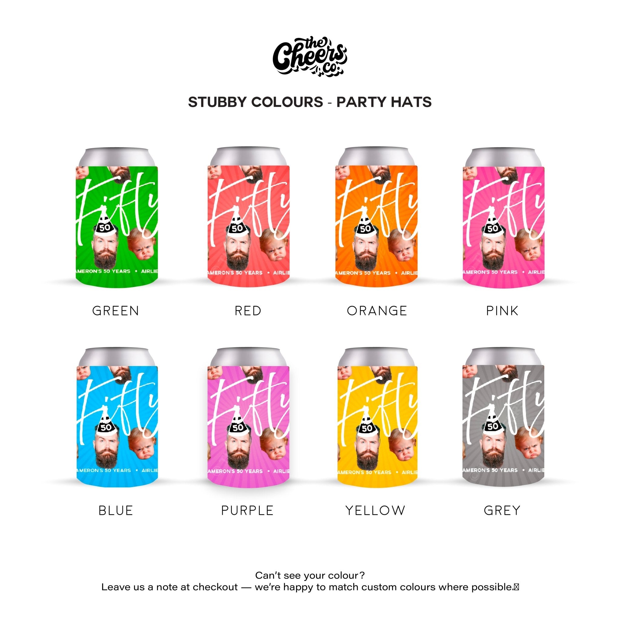 Party Hat Birthday Stubby Holders | Personalised - The Cheers Co.