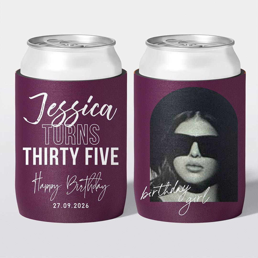 Photo Arch Birthday Stubby Holders | Personalised - The Cheers Co.