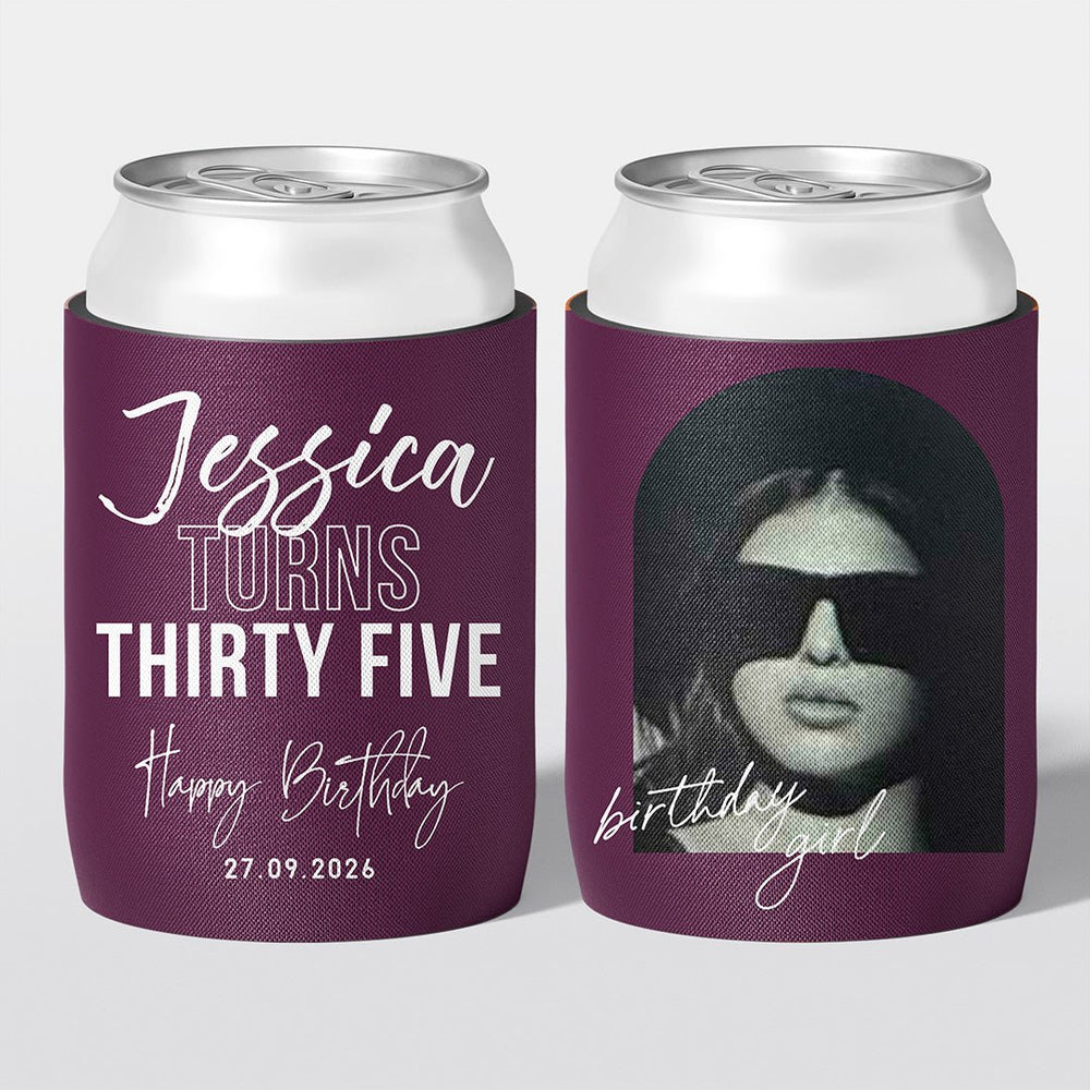 Photo Arch Birthday Stubby Holders | Personalised - The Cheers Co.