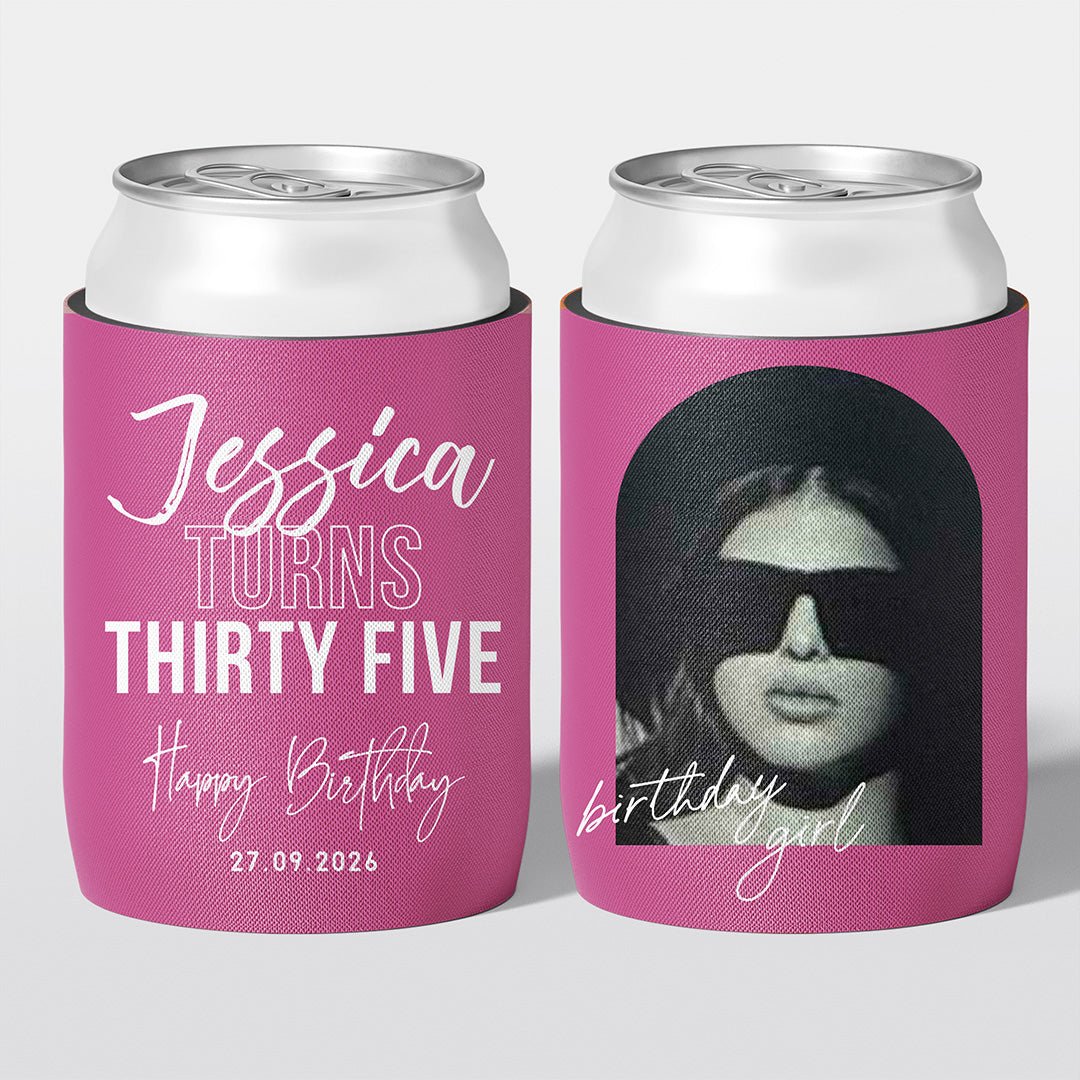 Photo Arch Birthday Stubby Holders | Personalised - The Cheers Co.