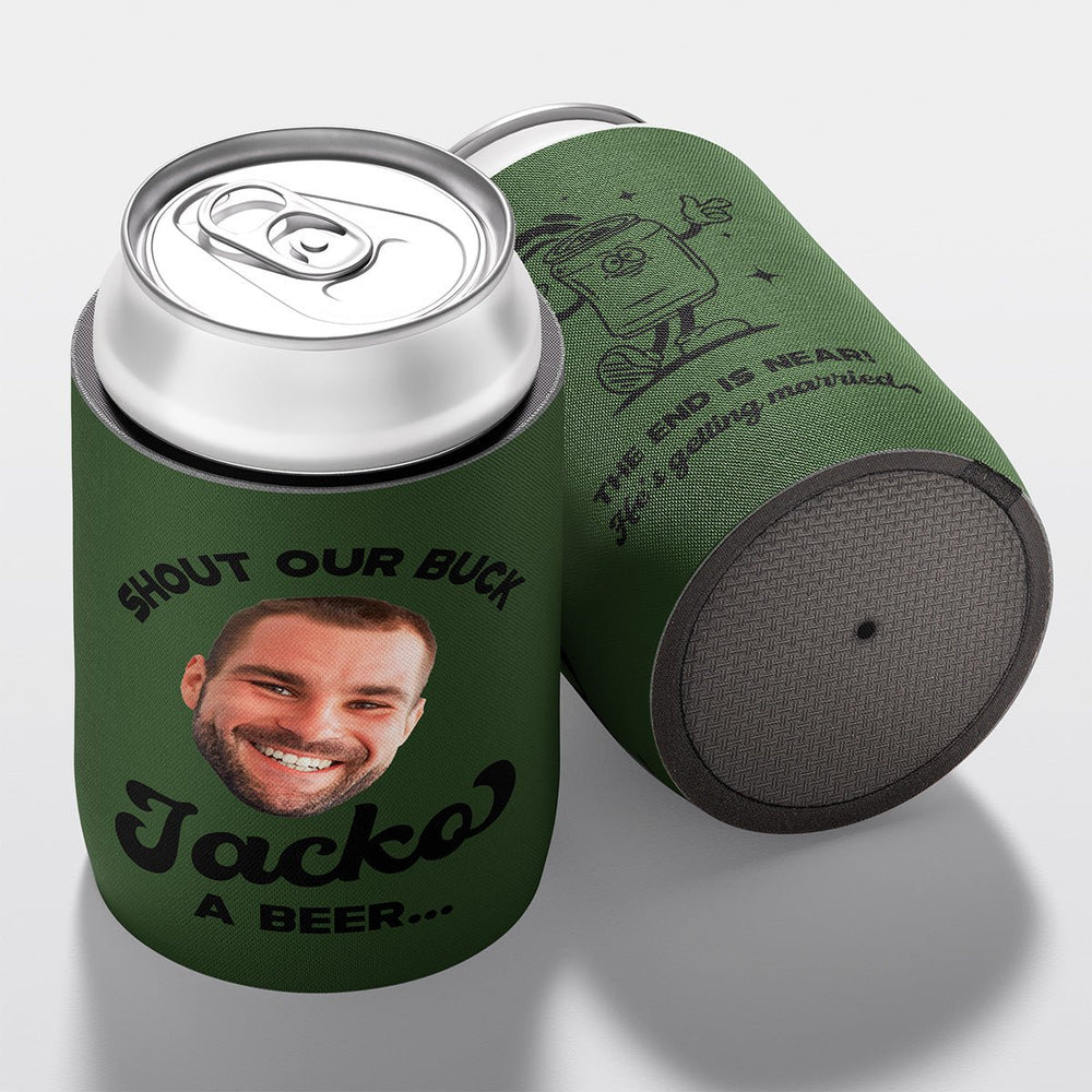 Personalised bucks party and bachelor party stubby holder, Shout Out design, The Cheers Co Australia
