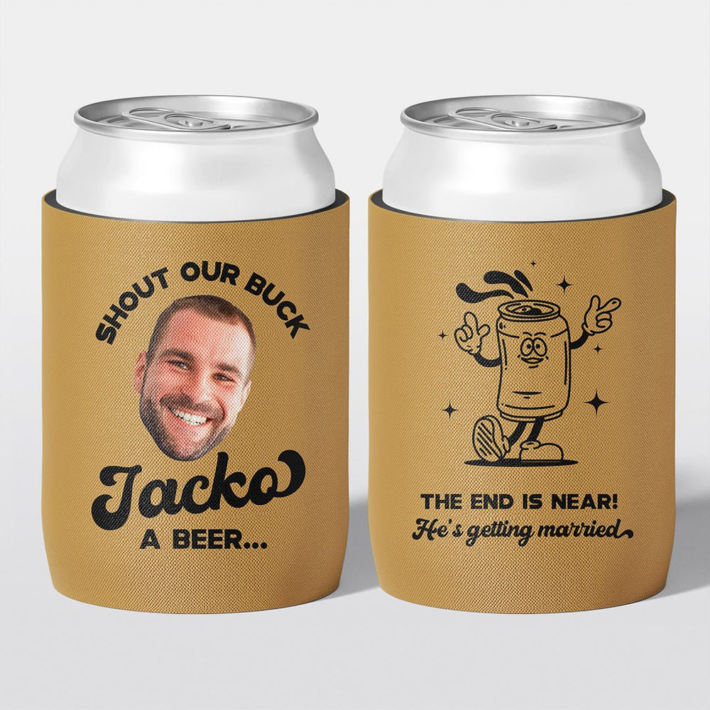 Personalised bucks party and bachelor party stubby holder, Shout Out design, The Cheers Co Australia