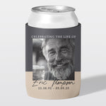 Personalised funeral stubby holder, Square Frame design, memorial can cooler, The Cheers Co Australia