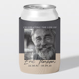 Personalised funeral stubby holder, Square Frame design, memorial can cooler, The Cheers Co Australia