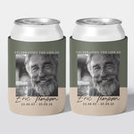 Personalised funeral stubby holder, Square Frame design, memorial can cooler, The Cheers Co Australia