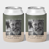 Personalised funeral stubby holder, Square Frame design, memorial can cooler, The Cheers Co Australia