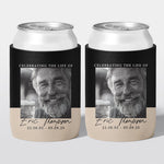 Personalised funeral stubby holder, Square Frame design, memorial can cooler, The Cheers Co Australia