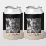 Personalised funeral stubby holder, Square Frame design, memorial can cooler, The Cheers Co Australia