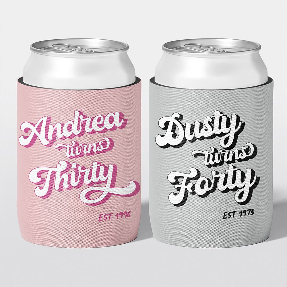 The Retro Edit... Birthday Stubby Holders | Personalised - The Cheers Co.