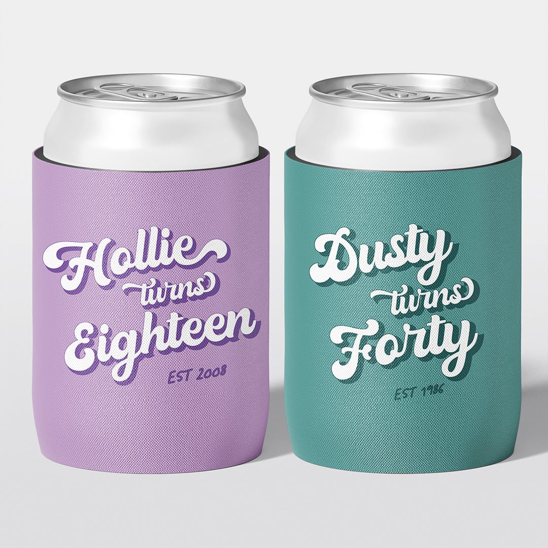 The Retro Edit... Birthday Stubby Holders | Personalised - The Cheers Co.