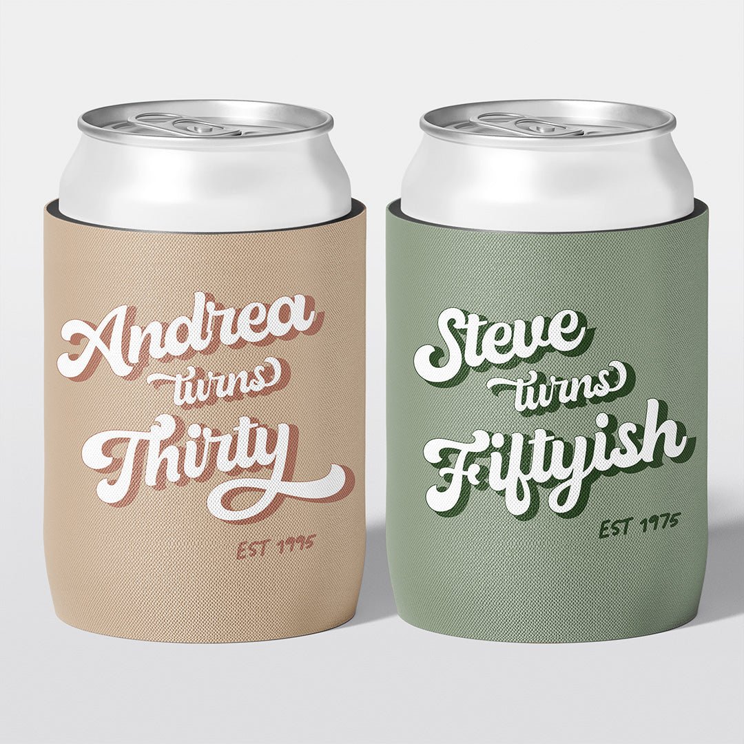 The Retro Edit... Birthday Stubby Holders | Personalised - The Cheers Co.