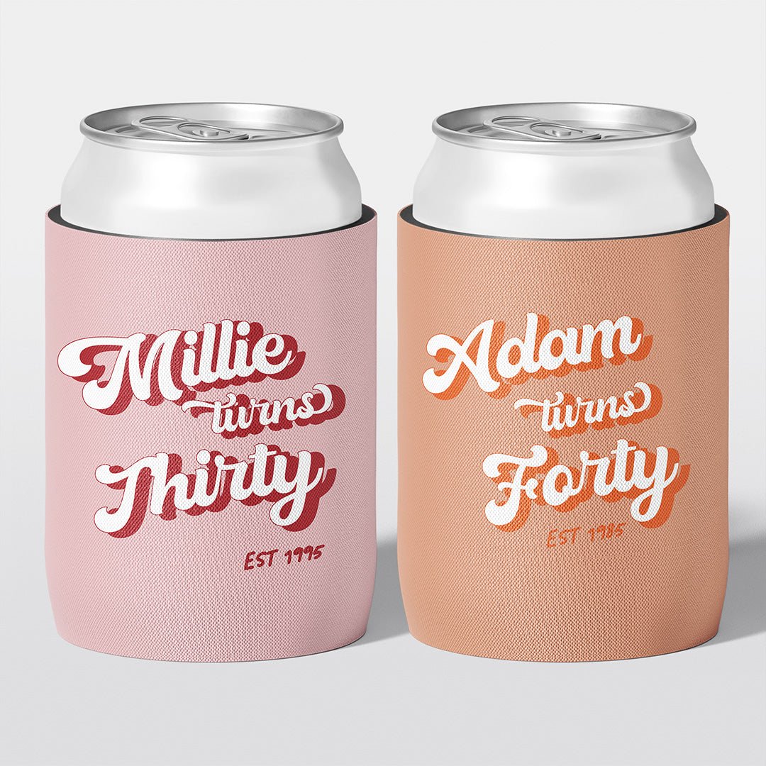 The Retro Edit... Birthday Stubby Holders | Personalised - The Cheers Co.