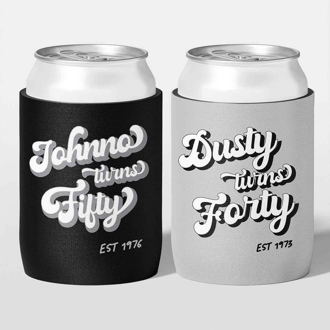 The Retro Edit... Birthday Stubby Holders | Personalised - The Cheers Co.