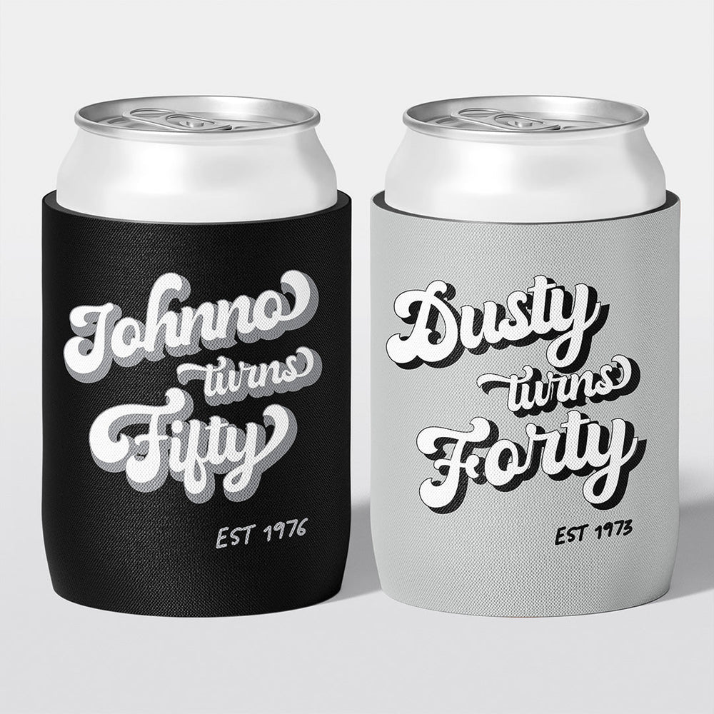 The Retro Edit... Birthday Stubby Holders | Personalised - The Cheers Co.